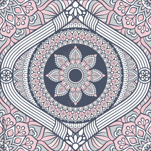 Cotton fabric Etniczne kwiatowy wzór z mandali