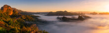 Panoramic Mountain Landscape And Mist.