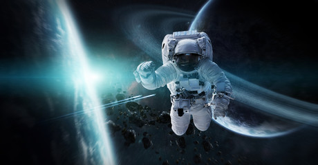 Wall Mural - astronaut floating in space 3d rendering elements of this image furnished by nasa