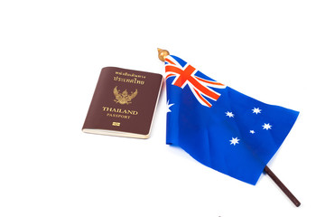 Education in Australia concept,passport on Australia flag