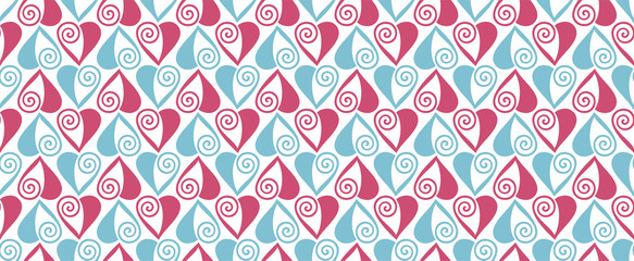 Wall Mural - Vintage heart seamless pattern vector illustration. Valentines day background or wallpaper. Abstract design for greeting card cover, romantic wrapping paper decoration