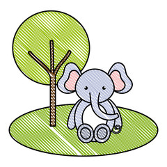 Canvas Print - cute and tender elephant in the jungle character vector illustration design