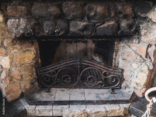 Old Stone Fireplace In The Hunter House Buy This Stock Photo And
