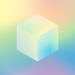 Wall Mural - Isometric cube on soft color background