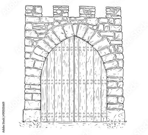 Cartoon Vector Doodle Drawing Illustration Of Medieval Stone