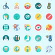 © Orxan - Icons set about Medical with wheelchair, tablets, worldwide, thermometer, mystical and visibility
