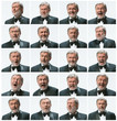 © master1305 - The mosaic of businessman expressing and different emotions. The bearded businessman with suit with 20 different emotions.
