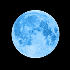 blue super moon isolated on black background