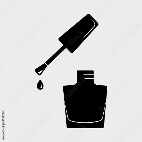 Fotografie, Obraz Nail polish, open bottle. Black silhouette. Vector illustration