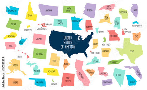 Fotomural USA map with separated states