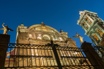 Wall Mural - Puebla Cathedral at night - Puebla, Mexico