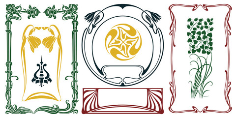 Wall Mural - Vector plant vignette and border.