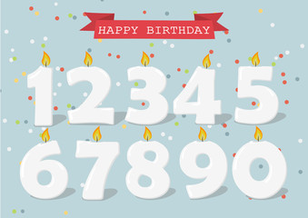 Set of Happy Birthday candle numbers. Vector illustration