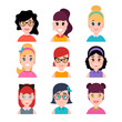 © Helen Sko - Stylized beautiful young girls and women. Cute female characters. Avatars in cartoon flat style