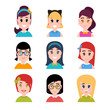 © Helen Sko - Stylized beautiful young girls and women. Female characters. Avatars in cartoon flat style
