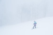 Snowboarder in white winter nature