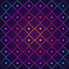 Wall Mural - Gradiental neon pattern with lines and dots