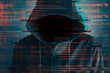 Cybersecurity, computer hacker with hoodie