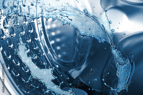 Cuadros en Lienzo Water splashes in washing machine drum, closeup