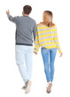 © Africa Studio - Young couple in casual clothes walking on white background