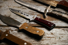 Set Of Old Hunting Handmade Knives