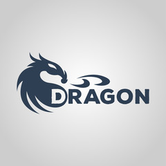 Sticker - Dragon logo design template ,Vector illustration