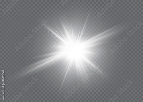 Cuadros en Lienzo White glowing light explodes on a transparent background