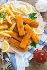 Sticker - Fried Fish Sticks with French Fries