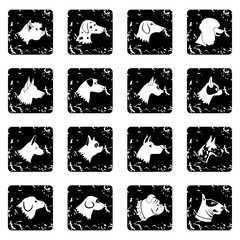 Wall Mural - Dog set icons, grunge style