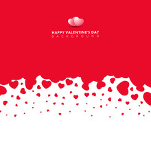 Red hearts futuristic random size on white background for valentines day.