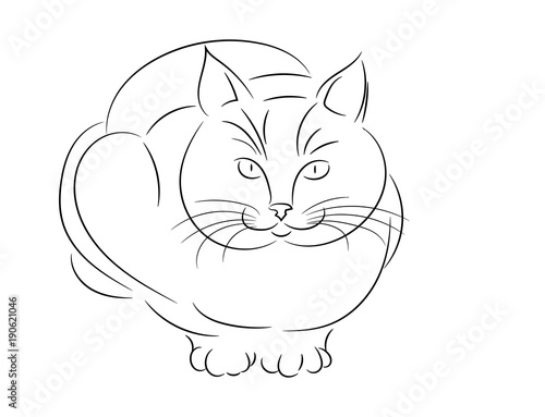 Cat Silhouette Vector Illustration Simple Sketch Of Cat Sitting And Looking Forward Front View Stock Vector Adobe Stock