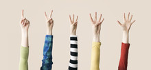 Raised Up Hands And Fingers Showing Numerical