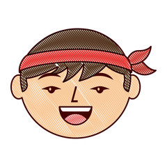 Poster - cartoon face cartoon happy chinese man vector illustration drawing design