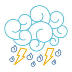 Poster - blue cloud lightning raindrops cartoon image vector illustration line color design