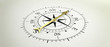 Compass golden arrow pointing at North. 3d illustration