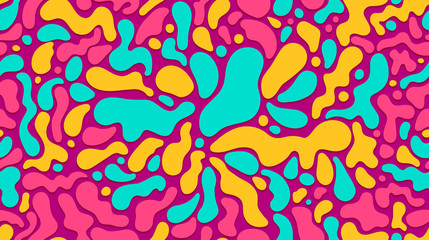 Vector colored blots, seamless rectangular four-colored pattern, multi-colored spots, flat drops and smudges.