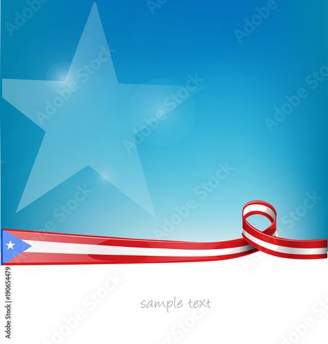 Poster puerto rico ribbon flag on blue sky background