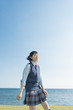 © One - 女子高生　海　草原　散歩