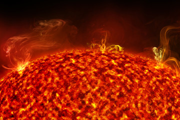 Wall Mural - close up of solar flare on sun surface