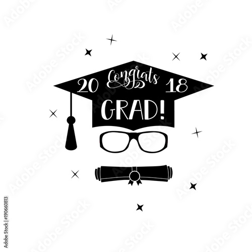 Congrats Grad 2018 lettering. Congratulations Graduate 