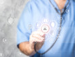 © Irina - Doctor medicine with stethoscope in a hospital  touching icon network connection with modern virtual screen interface, medical technology network concept