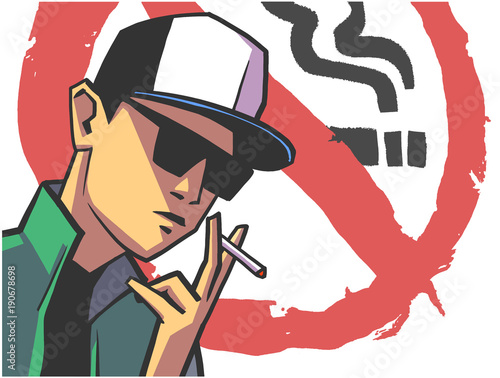 Illustration Of Young Man Smoking In Front Of No Smoking Sign Buy This Stock Vector And Explore Similar Vectors At Adobe Stock Adobe Stock,Easy To Draw Anime Girl Hair