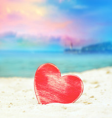 Wall Mural - Heart on the summer beach