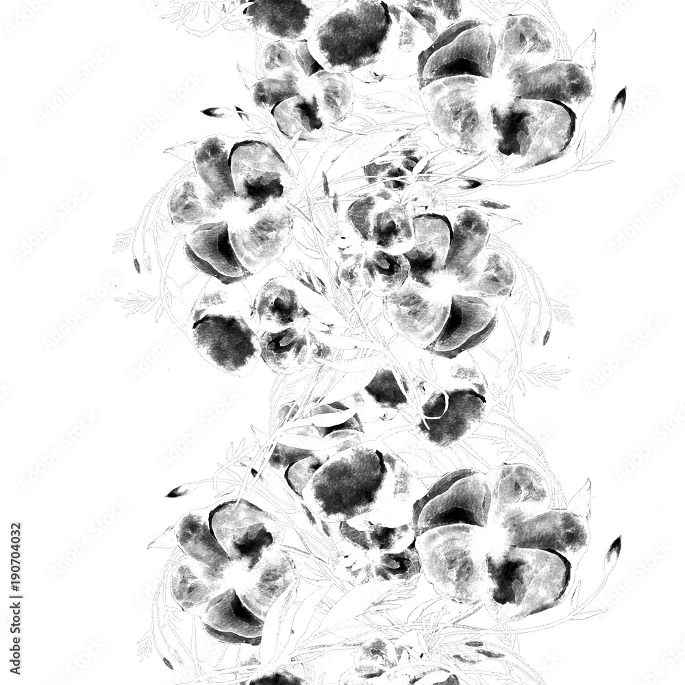 Watercolor Seamless Floral Pattern. Trendy Floral Background for Textile Print, Invitation Background, Wallpaper design, Fabric Print, Wedding Card. Hand Drawn Watercolor Illustration.