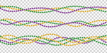 Vector Realistic Isolated Beads For Mardi Gras For Decoration And Covering On The Transparent Background. Concept Of Happy Mardi Gras.