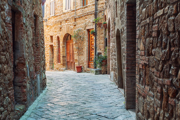 Wall Mural - Charming little tight narrow streets of Volterra  town