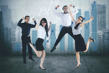 Canvas Print - Diversity business team celebrating success together