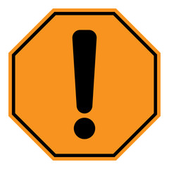 Poster - WARNING ICON. Exclamation point (mark) on yellow and black octagon sign. Vector.