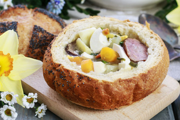 Poster - The sour rye soup inside loaf of bread