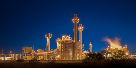 Turbine electric power plant building during sunset time